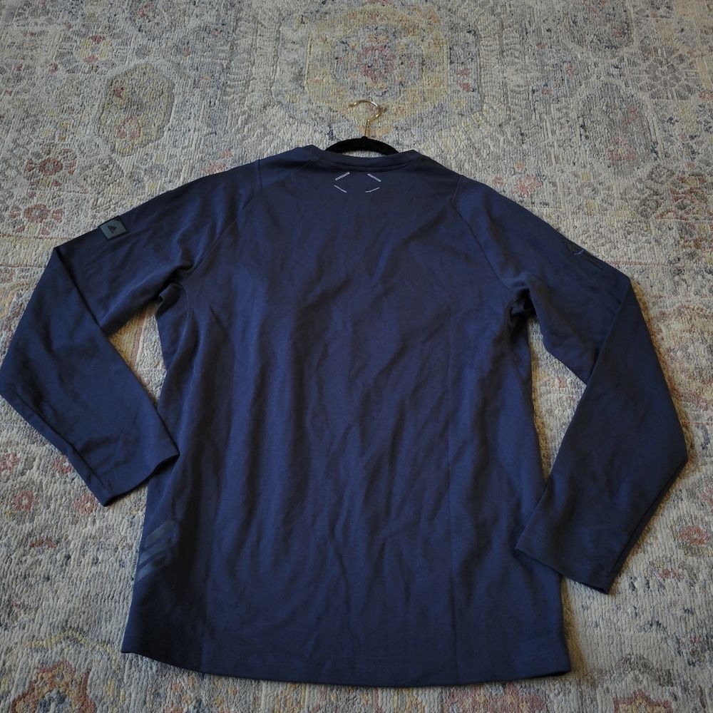 BNWT Blue Mens Golf Adidas Long sleeve Embroidered Top - Picture 11 of 16